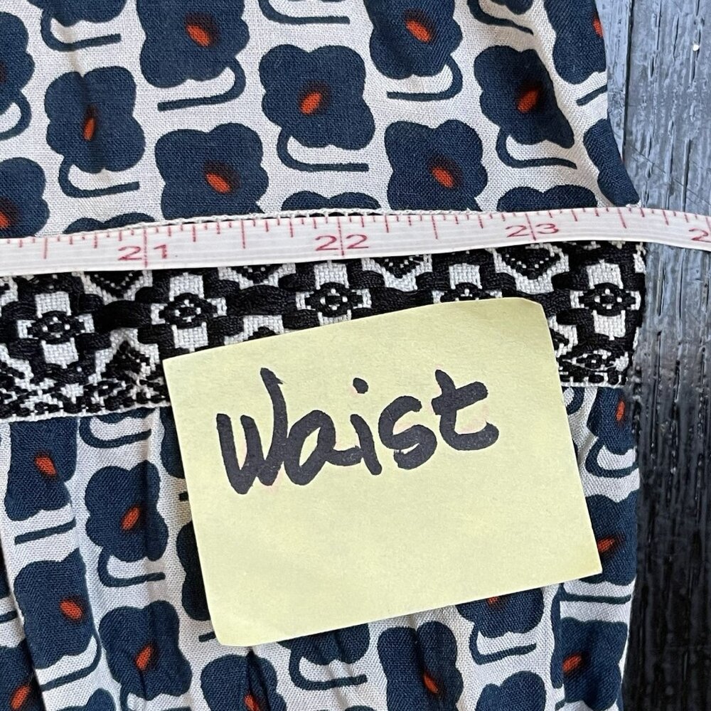 Anthroplogie Midi Dress Womens XL Blue Floral Boho Relaxed Party Tiered Peasant - Picture 14 of 16